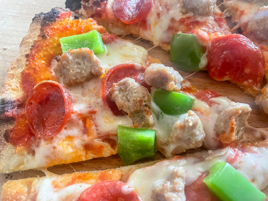 Meat Special: Pepperoni, Sausage, Green Bell Peppers